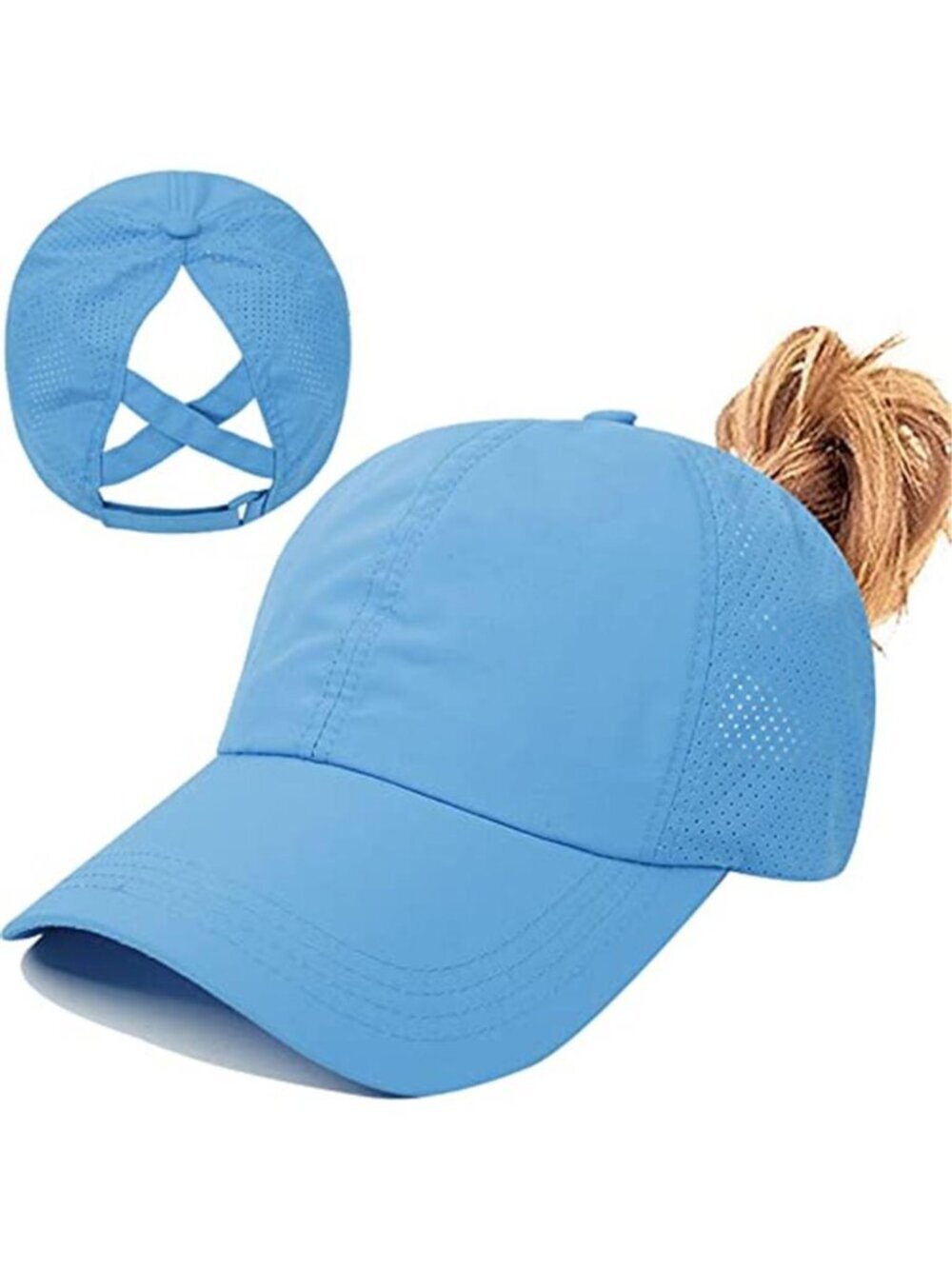 Womens Ponytail Hat Baseball Cap, Adjustable Criss Cross Baseball Cap High Bun